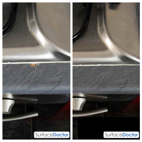 Worktop edge and surface repair example in Stevenage