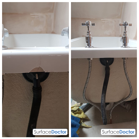 Cracked bath in Anderston before Surface Doctor